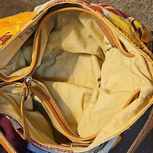 VTG 1970s FOSSIL Floral Canvas Boho Carpet Key-per Shoulder Bag - Picture 10 of 12